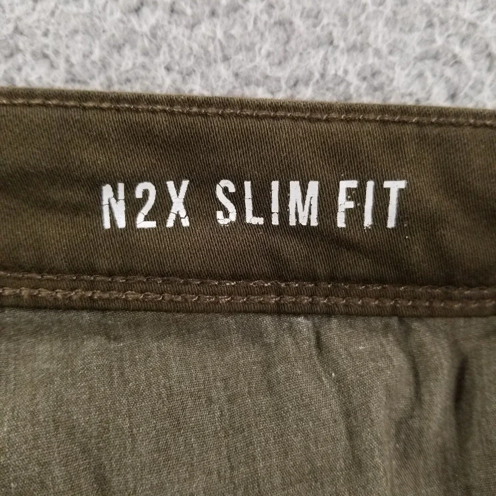 DU/ER Shorts Mens 34 Green Hiking Outdoor N2X Slim Fit Stretch 5 Pocket Zip Fly
